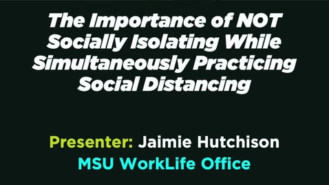 Thumbnail for The Importance of NOT Socially Isolating While Simultaneously Practicing Social Distancing