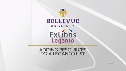Thumbnail for Adding Resources to a Leganto List