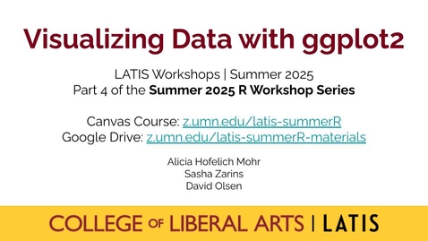 Thumbnail for Visualizing data with ggplot2 (Summer 2025)