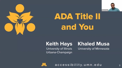 Thumbnail for GAAD 2024 - A3: ADA Title II and you - Keith Hays and Khaled Musa