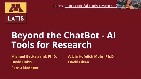 Thumbnail for Beyond the chatbot - AI Tools for research (Spring 2026 )