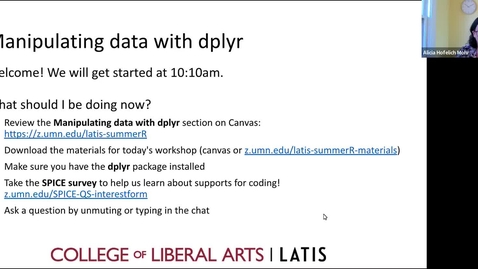 Thumbnail for  Manipulating Data using dplyr (Summer 2025)