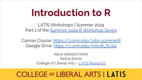 Thumbnail for Introduction to R - Summer R Series