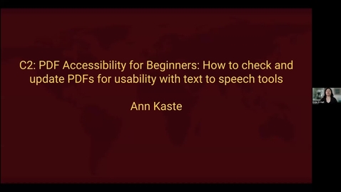 Thumbnail for GAAD 2023 - C2: PDF accessibility for beginners - Ann Kaste