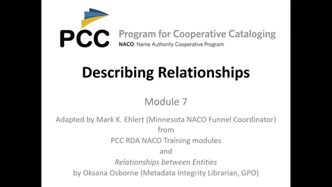 Thumbnail for NACO Training Session 7: Describing Relationships