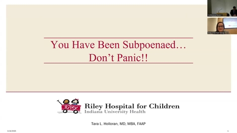 Thumbnail for &quot;You Have Been Subpoenaed... Don't Panic!&quot; with Tara Holloran, MD, MBA