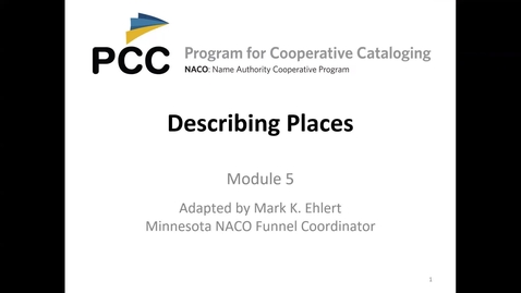 Thumbnail for NACO Training Session 5: Describing Places