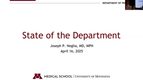 Thumbnail for &quot;State of the Department of Pediatrics&quot; with Joseph Neglia, MD, MPH