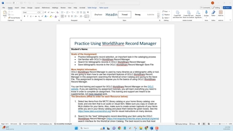 Thumbnail for Practice Using WorldShare Record Manager