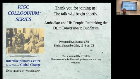 Thumbnail for ICGC Colloquium Series: Shankar CSR, September 26th, 2025