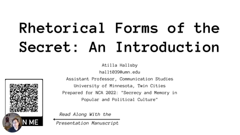 Thumbnail for Rhetorical Forms of the Secret_NCA 2022