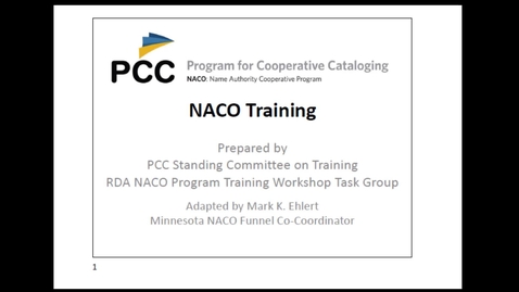 Thumbnail for NACO Training Session 1: NACO Foundations
