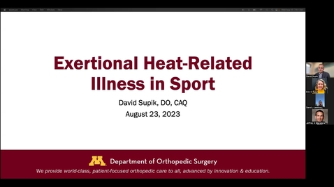 Thumbnail for entry 08/23/23 | David Supik, DO: Exertional Heat-Related Illness in Sport