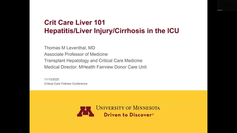 Thumbnail for Crit Care Liver 101 (Leventhal) 20251113