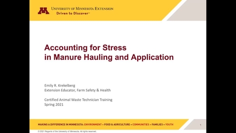 Thumbnail for entry Accounting for Stress in Manure Hauling and Application