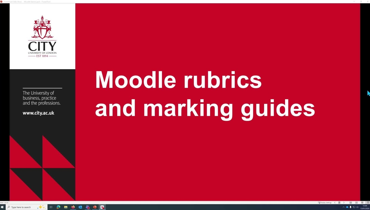 Moodle rubrics and marking guides