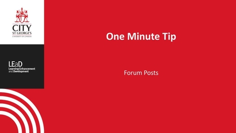 Thumbnail for One minute tip forum posts